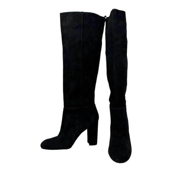 Sam Edelman black suede knee length block heel boots size 9 - Picture 1 of 9